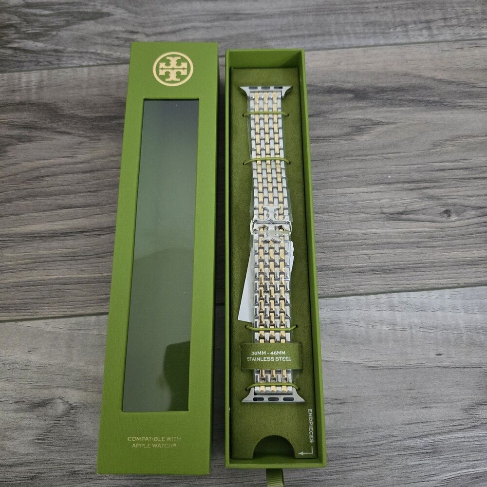 Tory Burch Apple Watch Band Two-Tone Steel Bracelet 38-46mm New - Picture 7 of 11